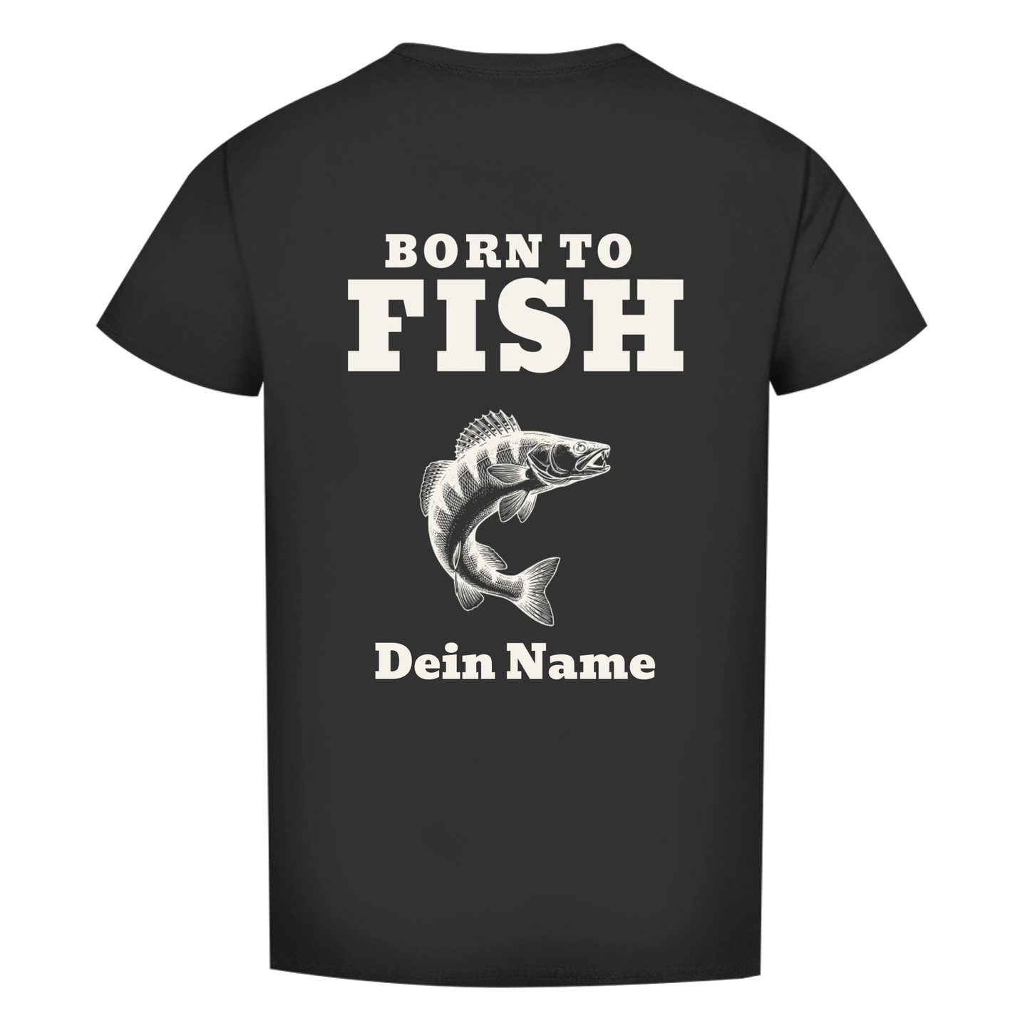 T-Shirt- Born to Fish - personalisiert mit Namen und Fisch