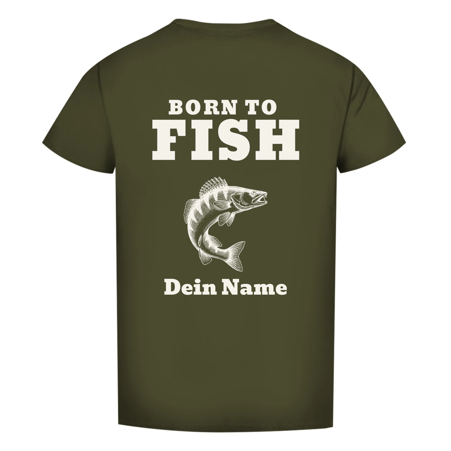 T-Shirt- Born to Fish - personalisiert mit Namen und Fisch