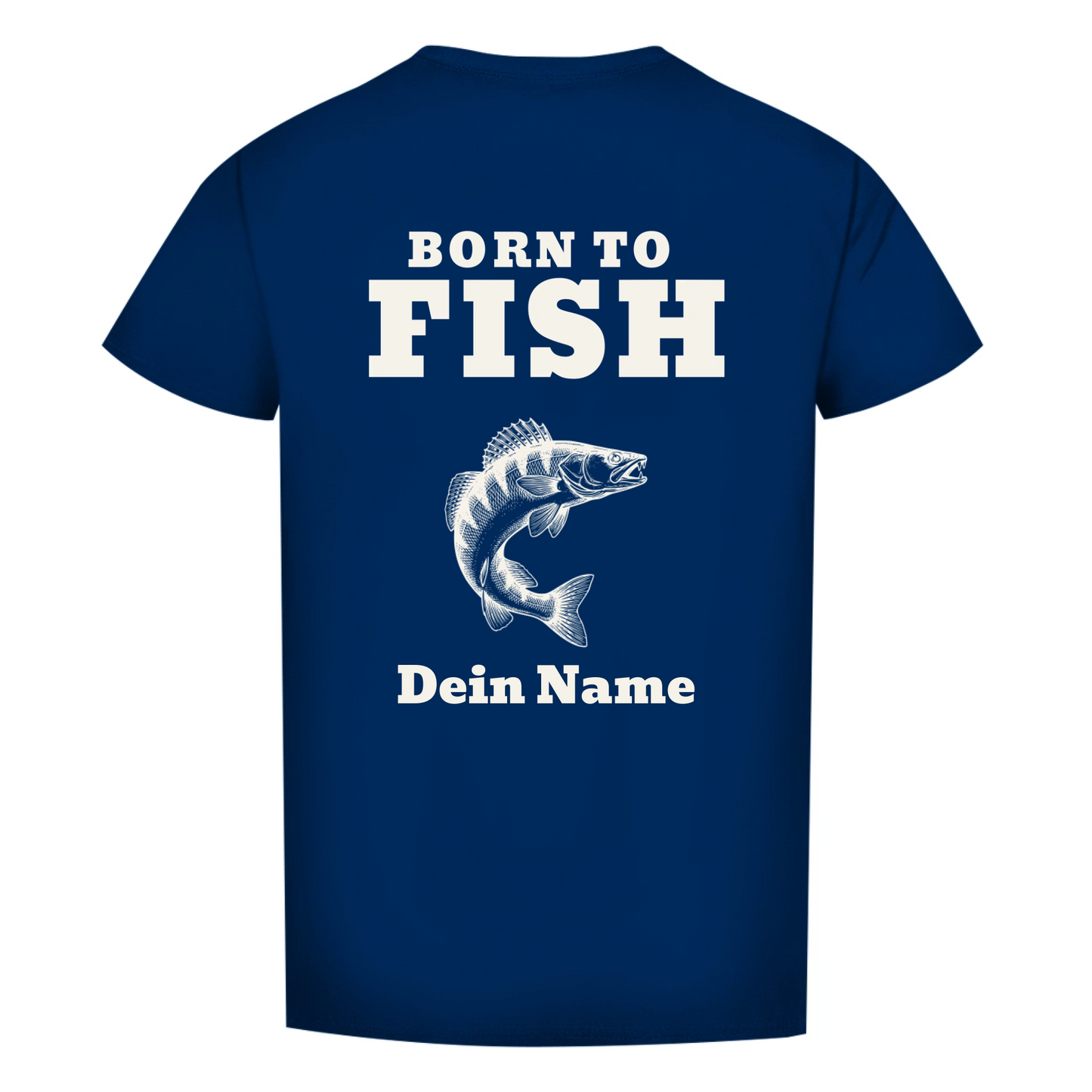 T-Shirt- Born to Fish - personalisiert mit Namen und Fisch