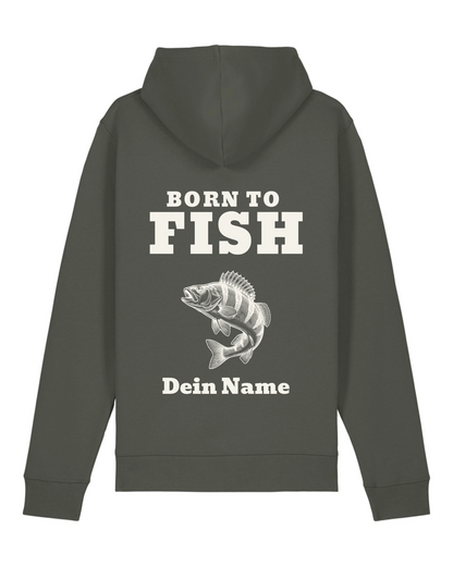 Hoodie - Born to Fish - personalisiert mit Namen und Fisch