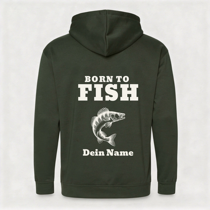 Zipper - Born to Fish - personalisierbar mit Namen und Fisch