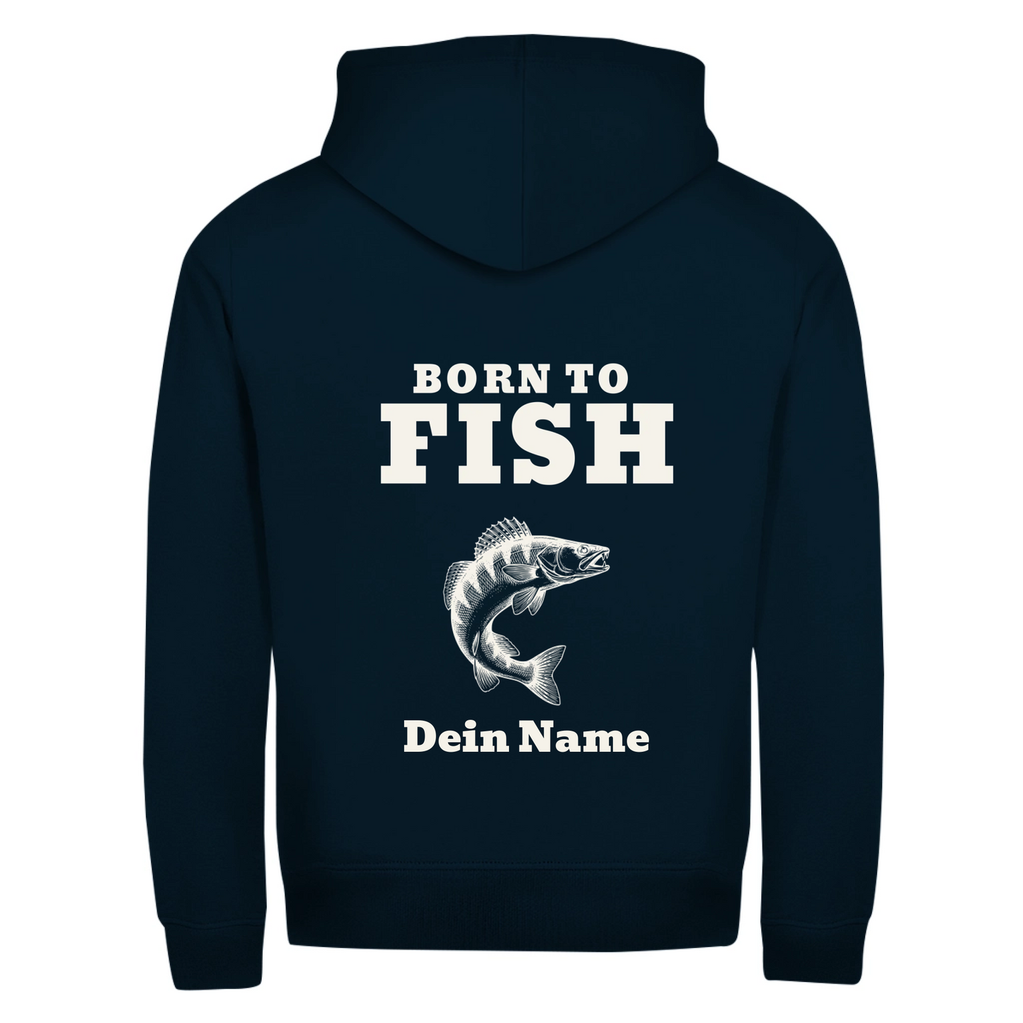 Zipper - Born to Fish - personalisierbar mit Namen und Fisch