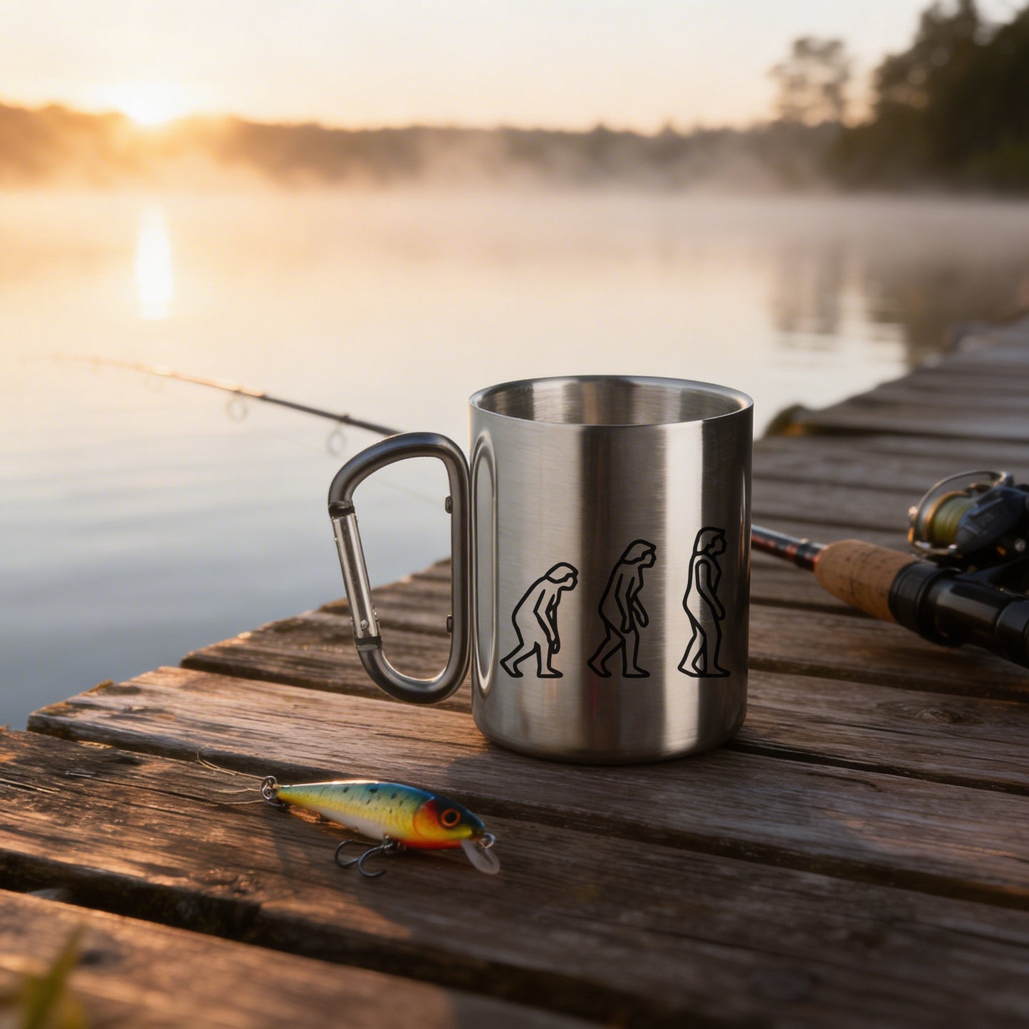 Edelstahltasse mit Karabinergriff - Angler Evolution