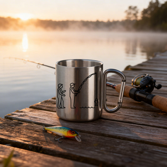 Edelstahltasse mit Karabinergriff - Angler Evolution