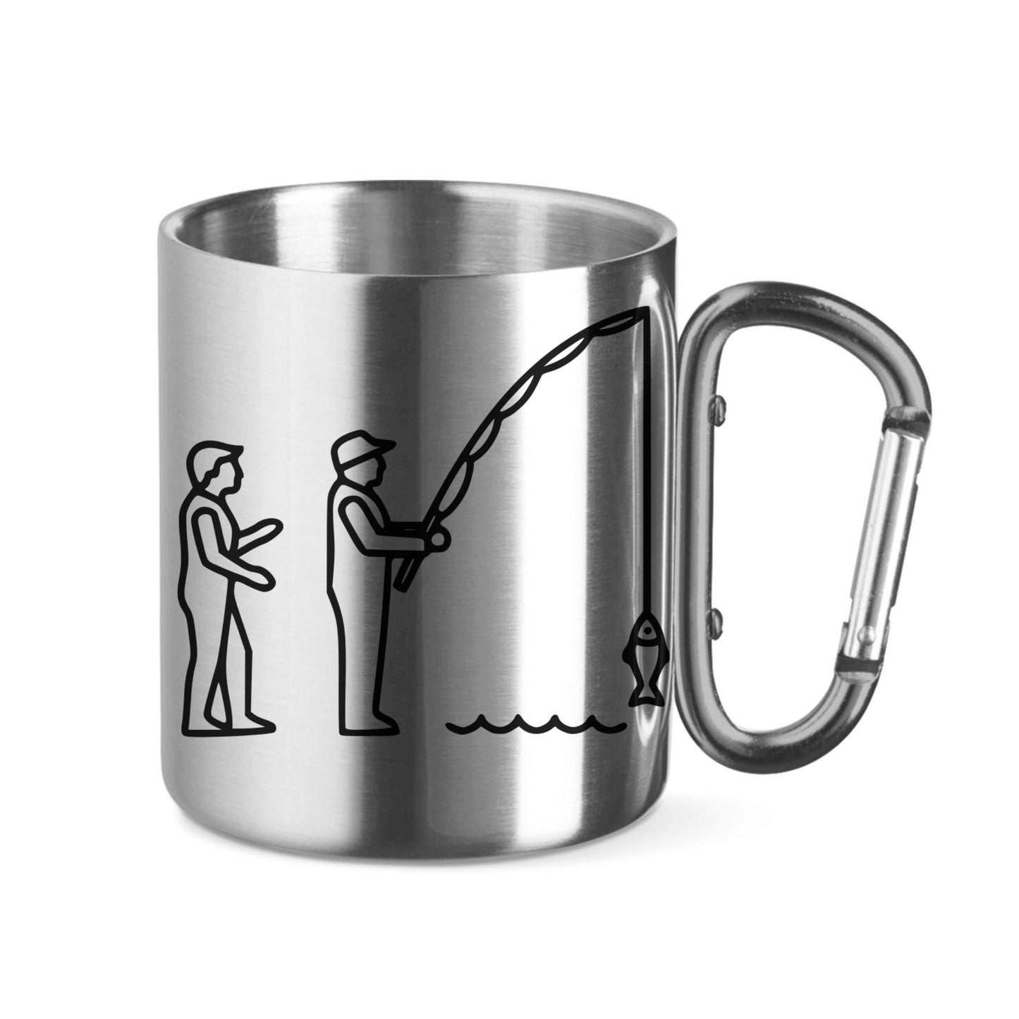 Edelstahltasse mit Karabinergriff - Angler Evolution