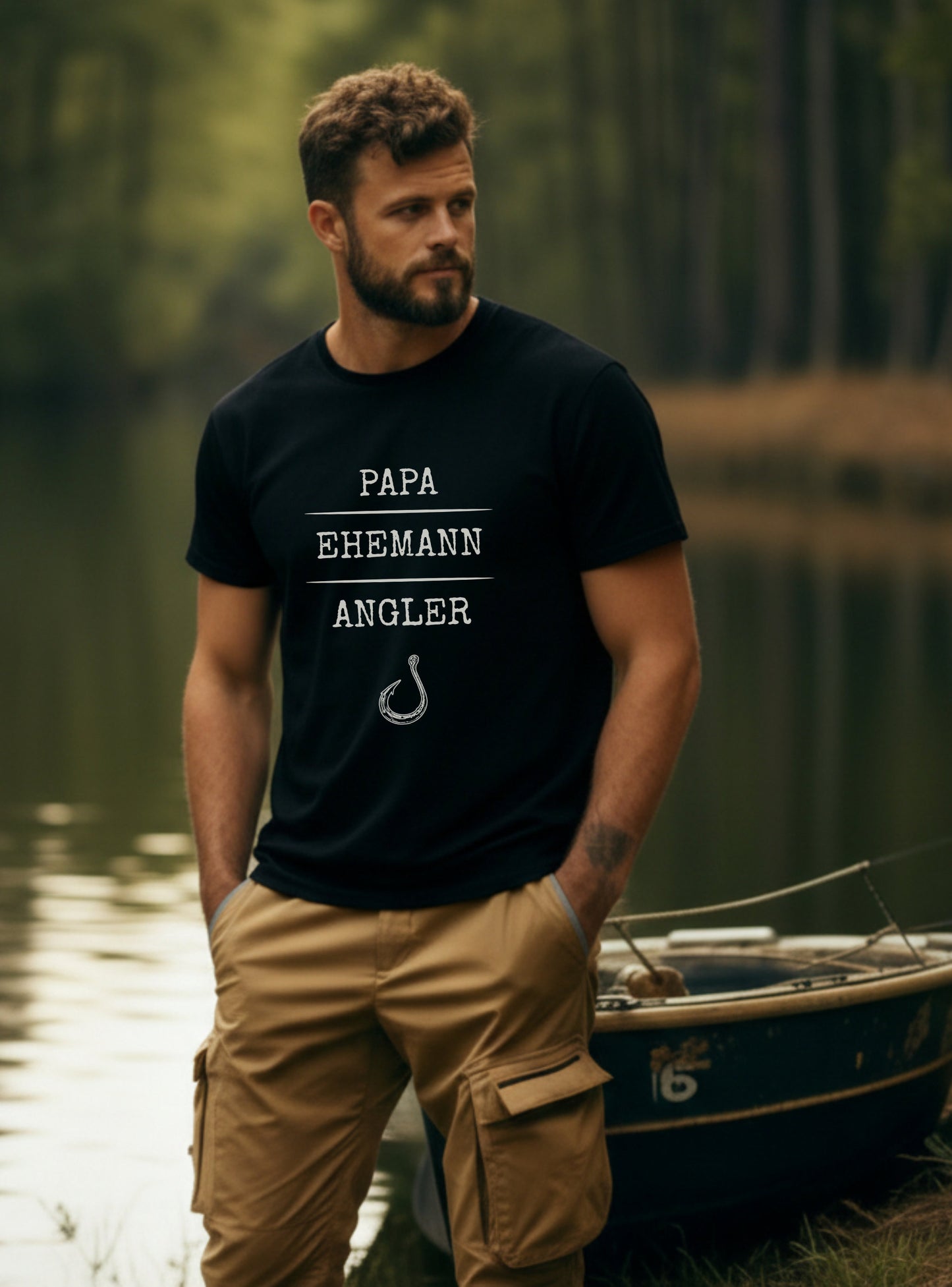 T-Shirt- Papa, Ehemann, Angler