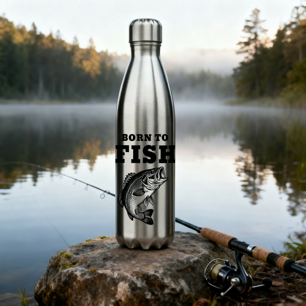 Edelstahl-Thermoflasche - Born To FISH